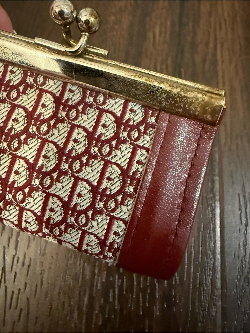 Vintage Christian Dior Oblique Coin Purse / Small Clutch – Bordeaux 🌸 - Picture 6 of 8